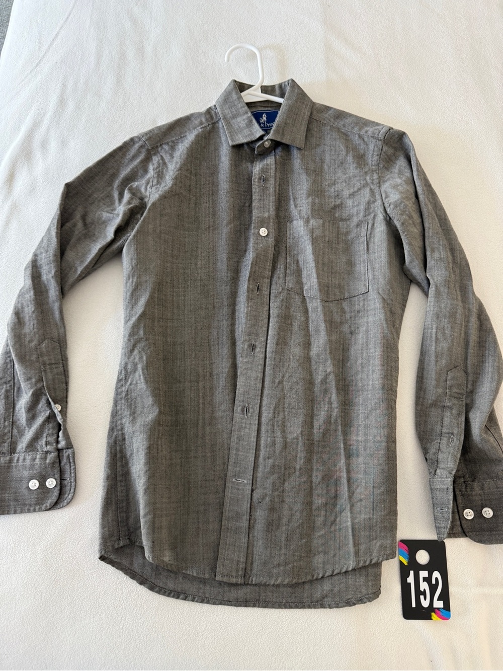 Men's Gray Casual Button-Down Shirt - Long Sleeve
